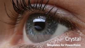  Presentation with human eye - Presentation theme featuring human eye close-up background and a coral colored foreground