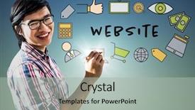  Presentation with green doodles - Audience pleasing theme consisting of human eye colourful world - digital composite of man backdrop and a light gray colored foreground