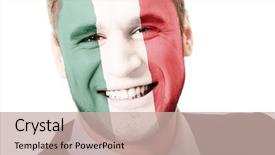  Presentation with mexico flag - Presentation design featuring human eye colourful world - happy man with mexico flag background and a soft green colored foreground