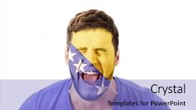  Presentation with happy sad face man - PPT theme with human eye colourful world - man with bosnia and herzegovina background and a  colored foreground