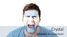  Presentation with world flag - Cool new slide set with human eye colourful world - screaming man with argentina flag backdrop and a light blue colored foreground