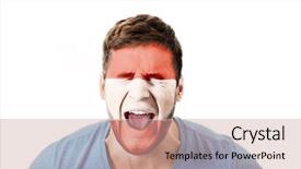  Presentation with flag - Cool new slide set with human eye colourful world - screaming man with austria flag backdrop and a  colored foreground