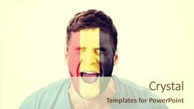  Presentation with belgium - Beautiful slide deck featuring human eye colourful world - screaming man with belgium flag backdrop and a cream colored foreground