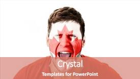  Presentation with canada flag - PPT theme having human eye colourful world - screaming man with canada flag background and a coral colored foreground
