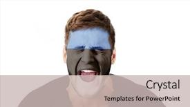  Presentation with flag - Presentation design consisting of human eye colourful world - screaming man with estonia flag background and a  colored foreground