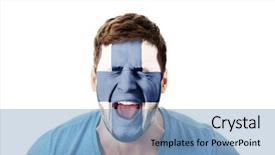  Presentation with world flag - Presentation theme enhanced with human eye colourful world - screaming man with finland flag background and a teal colored foreground