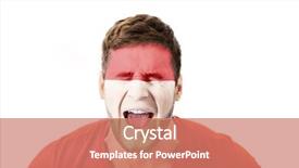  Presentation with world flag - Audience pleasing presentation design consisting of human eye colourful world - screaming man with hungary flag backdrop and a coral colored foreground