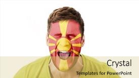  Presentation with macedonia - Beautiful slide set featuring human eye colourful world - screaming man with macedonia flag backdrop and a  colored foreground