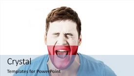  Presentation with poland - Colorful presentation theme enhanced with human eye colourful world - screaming man with poland flag backdrop and a  colored foreground