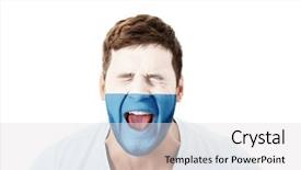  Presentation with flag - Presentation design with human eye colourful world - screaming man with san marino background and a light gray colored foreground