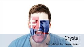  Presentation with flag of the philippines - Amazing slide set having human eye colourful world - screaming man with slovakia flag backdrop and a  colored foreground