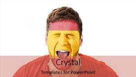  Presentation with face massage spa skin - Cool new slide deck with human eye colourful world - screaming man with spain flag backdrop and a  colored foreground