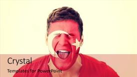  Presentation with world flag - PPT theme consisting of human eye colourful world - screaming man with turkey flag background and a red colored foreground