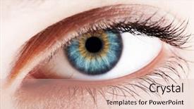  Presentation with human eye - Amazing PPT theme having human eye macro shot high contrast technique backdrop and a lemonade colored foreground