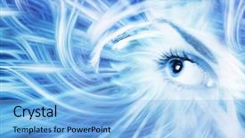  Presentation with human eye - Cool new presentation design with human eye on blue abstract backdrop and a light blue colored foreground