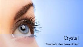  Presentation with human eye - Beautiful slides featuring human eye on blue background backdrop and a light blue colored foreground