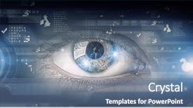  Presentation with human eye - PPT layouts featuring human eye on digital technology background and a ocean colored foreground