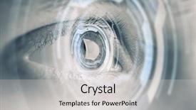  Presentation with human eye - PPT theme having human eye on digital technology background and a light gray colored foreground