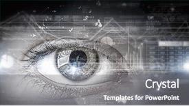  Presentation with human eye - Audience pleasing presentation theme consisting of human eye on digital technology backdrop and a gray colored foreground