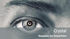  Presentation with digital data a human eye - Presentation theme consisting of human eye on digital technology background and a gray colored foreground