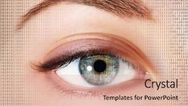  Presentation with human eye - Beautiful presentation theme featuring human eye with integrated binary backdrop and a coral colored foreground