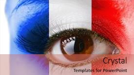  Presentation with france flag - Presentation theme consisting of human face painted with flag background and a red colored foreground