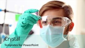  Presentation with test tubes - Slides consisting of human factors - man in laboratory checking test background and a  colored foreground