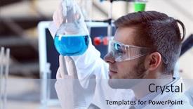  Presentation with laboratory blood test tubes - Cool new presentation with human factors - man in laboratory checking test backdrop and a  colored foreground