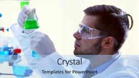  Presentation with laboratory blood test tubes - Slide deck having human factors - man in laboratory checking test background and a  colored foreground