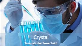  Presentation with test tubes - Presentation theme having laboratoire chimique - man in laboratory checking test background and a teal colored foreground