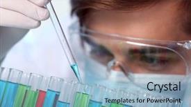  Presentation with test tubes - Theme having human factors - man in laboratory checking test background and a  colored foreground
