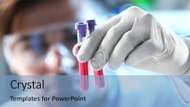  Presentation with laboratory blood test tubes - Cool new slides with human factors - man in laboratory checking test backdrop and a sky blue colored foreground