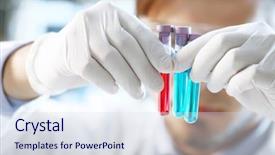  Presentation with laboratory blood test tubes - Slides with human factors - man in laboratory checking test background and a  colored foreground