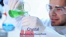  Presentation with test tubes - Slide deck featuring human factors - man in laboratory checking test background and a  colored foreground