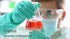  Presentation with test tubes - Theme consisting of human factors - man in laboratory checking test background and a  colored foreground