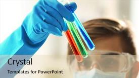  Presentation with laboratory blood test tubes - Beautiful slides featuring human factors - man in laboratory checking test backdrop and a lemonade colored foreground