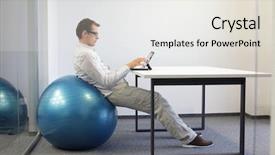  Presentation with tablet - Audience pleasing presentation theme consisting of industrial ergonomics - relaxed position - young man backdrop and a white colored foreground
