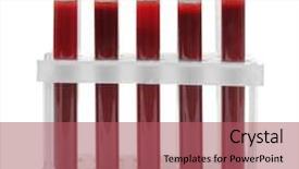  Presentation with blood test - Audience pleasing presentation design consisting of human factors - test tubes with blood isolated backdrop and a violet colored foreground