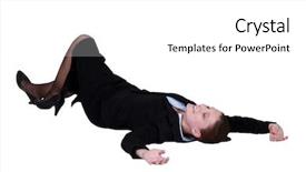  Presentation with faint - Audience pleasing PPT layouts consisting of human faint - businesswoman lying on the floor backdrop and a  colored foreground