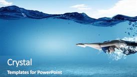  Presentation with under water - Presentation theme consisting of human figure - young woman swimmer in cap background and a teal colored foreground