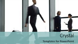  Presentation with airport lounge - Amazing slide deck having human figure moving along airport backdrop and a light blue colored foreground