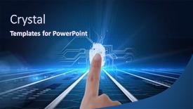  Presentation with biometric security - Slide set featuring human-finger-scanning-over-biometric background and a navy blue colored foreground