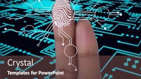  Presentation with biometric security - Presentation design with human-finger-scanning-over-biometric background and a tawny brown colored foreground