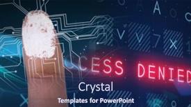  Presentation with biometric security - Slide set with human-finger-scanning-over-biometric background and a navy blue colored foreground