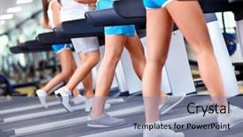  Presentation with human foot - Slide set having human foot on the treadmill background and a light blue colored foreground