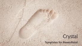 Presentation with footprint - Beautiful presentation theme featuring human footprint on beach sand backdrop and a  colored foreground
