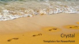  Presentation with footprints sand - PPT layouts with human footprints leading away background and a gold colored foreground