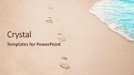  Presentation with footprints sand - Audience pleasing theme consisting of human footprints on beach sand backdrop and a  colored foreground