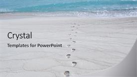  Presentation with footprints sand - Amazing theme having human footprints on beach sand backdrop and a  colored foreground