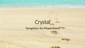  Presentation with footprints sand - PPT theme featuring human footprints on beach sand background and a  colored foreground